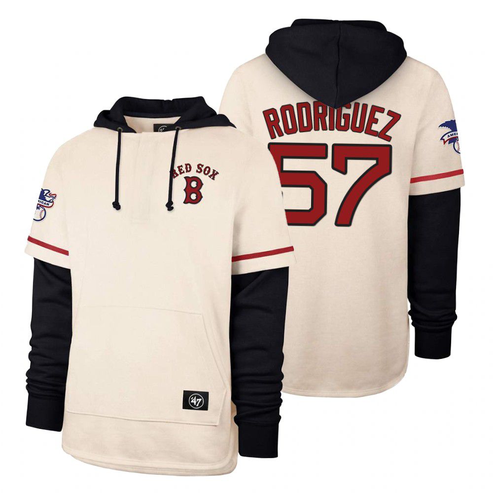 Men Boston Red Sox #57 Rodriguez Cream 2021 Pullover Hoodie MLB Jersey->arizona diamondback->MLB Jersey